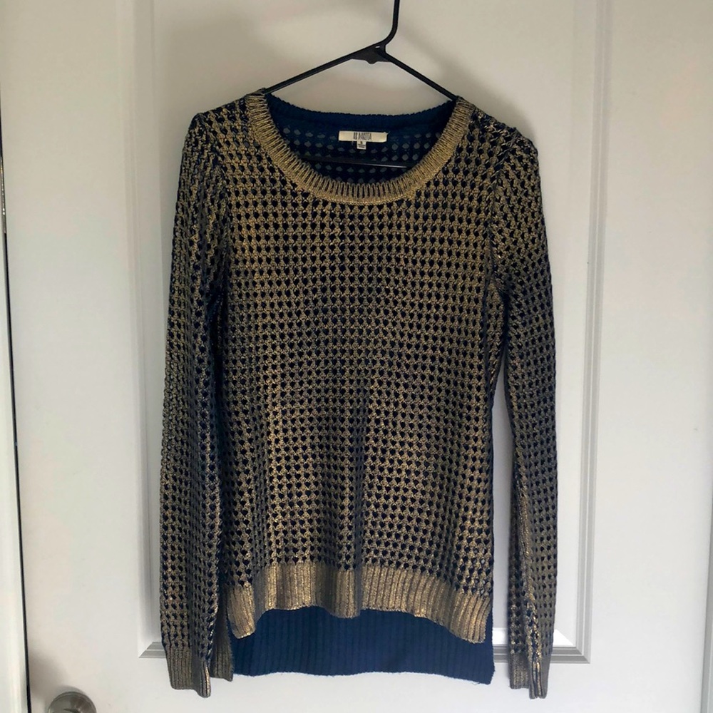 BB Dakota Unique Gold painted Blue Sweater Size small